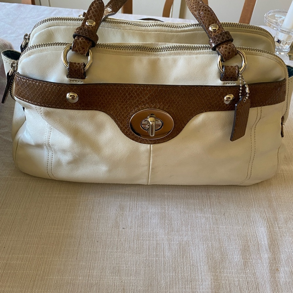Coach bag. Cream and brown. Very good used condition